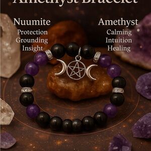 Nuumite and‎ amethyst bracelet